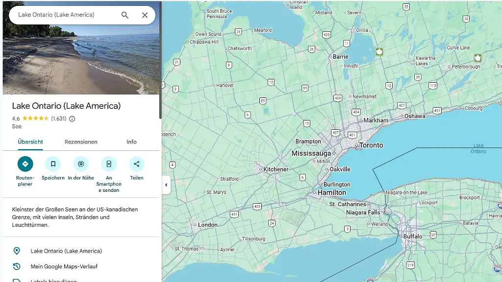 Google Maps passt sich Trumps Umbenennung von Lake Ontario an