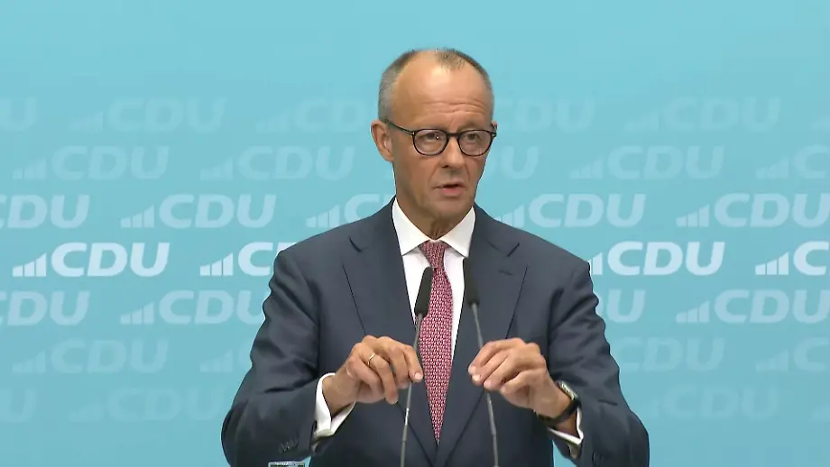 Pressekonferenz von Merz nach CDU-Wahldebakel in Mecklenburg-Vorpommern